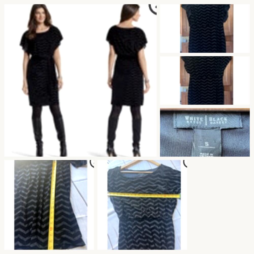 White House Black Market Chevron Velvet Dress Black Women’s S